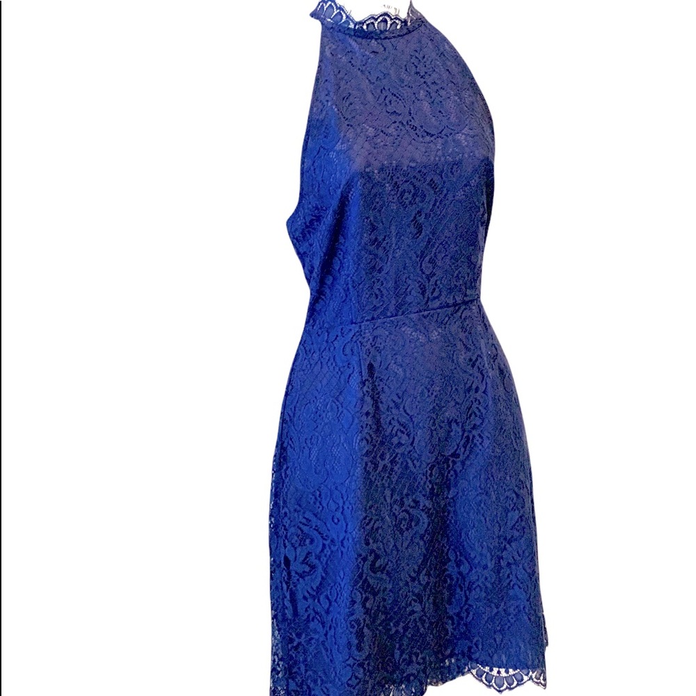 BB Dakota Dress Blue Lace Bustier Halter Cutout Size 6